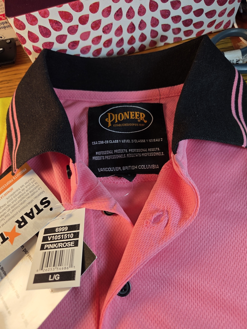 Pioneer Pink Polo with Black Collar